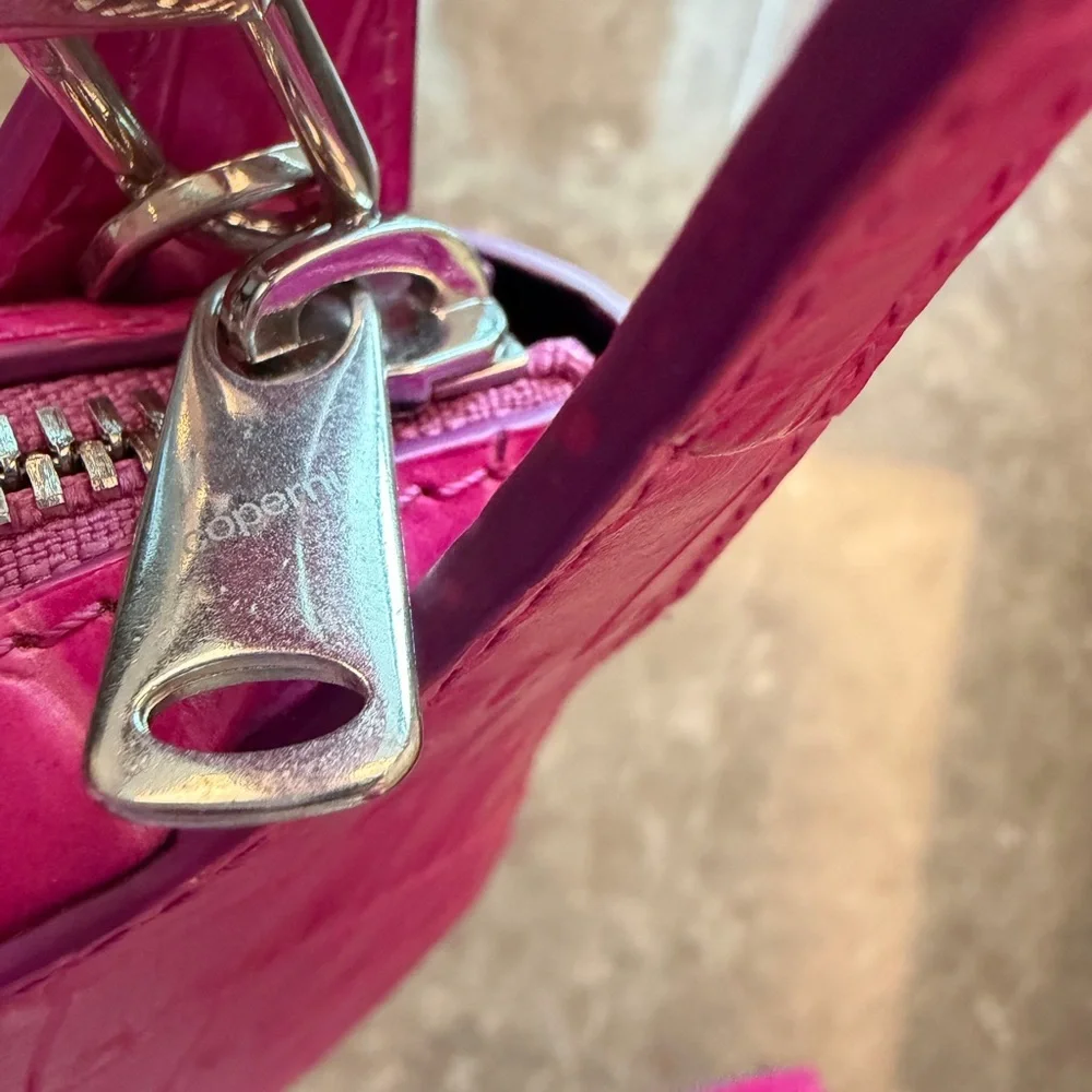 Coperni Fuchsia Croc-Embossed Mini Crossbody Bag